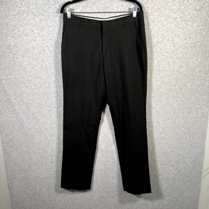 Yale Dress Pants Men 32 Black Stretch Flat Front Slim Fit Career Formal Business